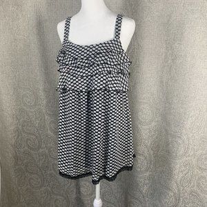 DressBarn Tank Top Black White Dot Shirt Women's Size Medium